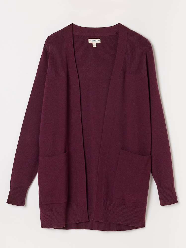 FatFace Selene Burgundy Red Knitted Longline Cardigan - Image 5 of 5