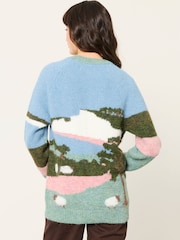 FatFace Blue Landscape Knitted Cardigan - Image 2 of 5