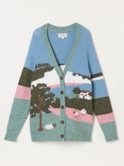 FatFace Blue Landscape Knitted Cardigan - Image 5 of 5