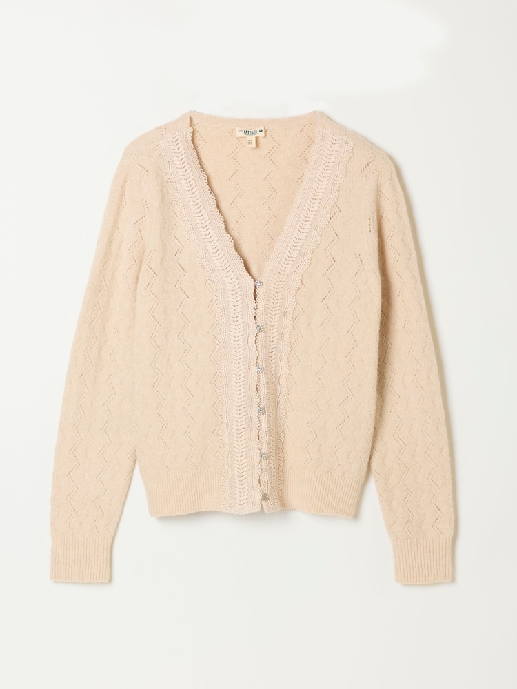 FatFace Skye Knitted Lace V Cardigan - Immagine 6 di 6