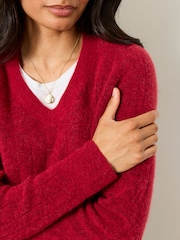 FatFace Halle Red Knitted V Neck Jumpers - Image 3 of 6