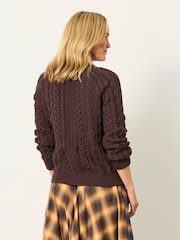 FatFace Bryony Chocolate Brown Knitted Cable Jumper - Image 3 of 7