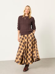 FatFace Bryony Chocolate Brown Knitted Cable Jumper - Image 5 of 7