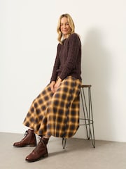FatFace Bryony Chocolate Brown Knitted Cable Jumper - Image 6 of 7