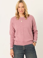 FatFace Barley Pink Knitted Crew Neck Jumper - Image 1 of 5