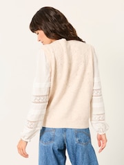 FatFace Kaia Oatmeal Double Layer Knitted Tank Shirt - Image 2 of 6
