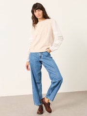FatFace Kaia Oatmeal Double Layer Knitted Tank Shirt - Image 4 of 6
