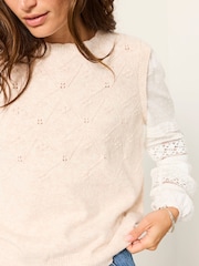 FatFace Kaia Oatmeal Double Layer Knitted Tank Shirt - Image 5 of 6