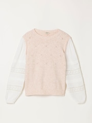 FatFace Kaia Oatmeal Double Layer Knitted Tank Shirt - Image 6 of 6