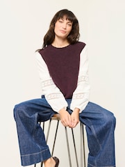 FatFace Kaia Plum Purple Double Layer Knitted Tank Shirt - Image 5 of 6