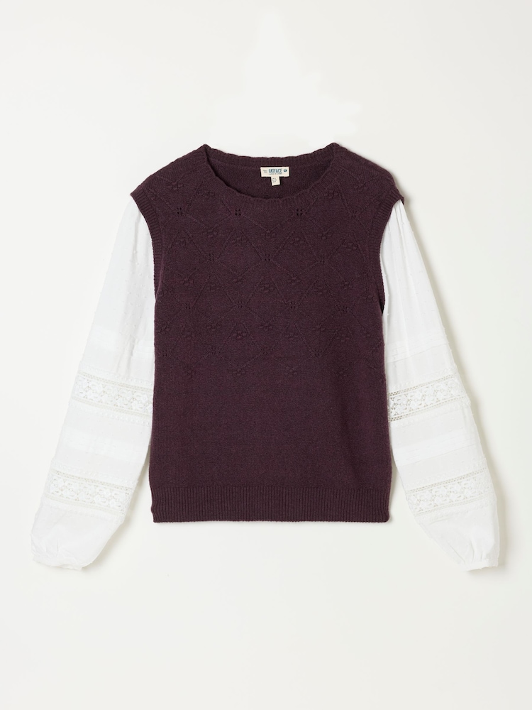 FatFace Kaia Plum Purple Double Layer Knitted Tank Shirt - Image 6 of 6 FatFace Kaia Plum Purple Double Layer Knitted Tank Shirt - Image 6 of 6