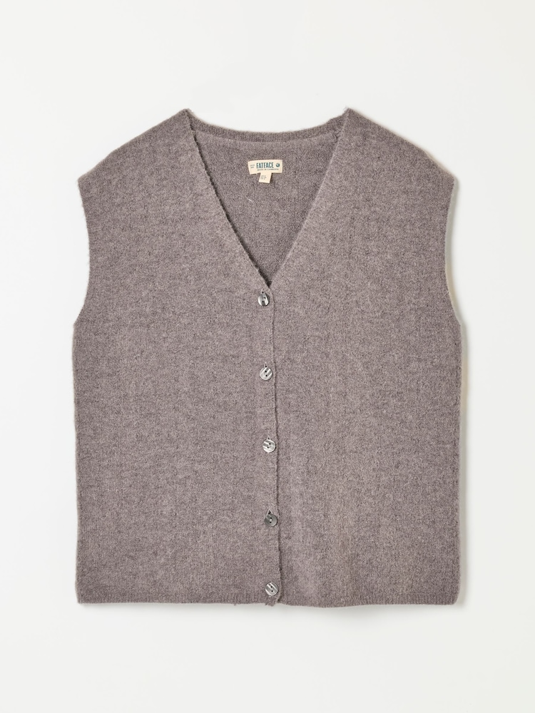 FatFace Halle Dark Grey Knitted Button Front Vest - Image 6 of 6 FatFace Halle Dark Grey Knitted Button Front Vest - Image 6 of 6