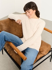 FatFace Bryony Ivory Knitted Cable Jumper - Image 5 of 5
