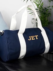 Treat Republic Blue Monogrammed Barrel Gym Bag - Image 5 of 7