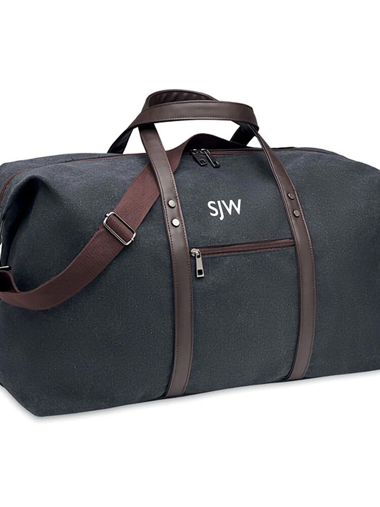 Treat Republic Personalised Washed Canvas Weekend Black Bag - Image 1 of 1 Treat Republic Personalised Washed Canvas Weekend Black Bag - Image 1 of 1