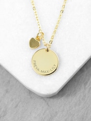 Treat Republic Personalised Polished Heart and Disc Necklace - Image 4 of 4