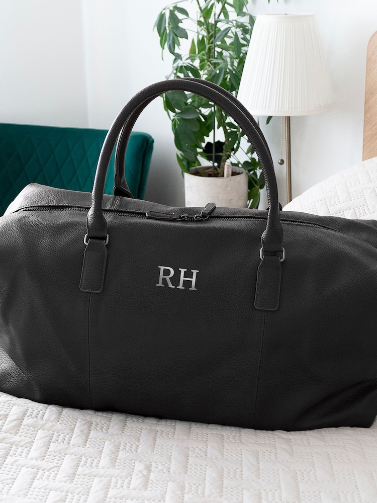 Treat Republic Monogrammed Weekender Black Holdall - Image 1 of 4 Treat Republic Monogrammed Weekender Black Holdall - Image 1 of 4