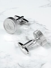 Treat Republic Personalised Round Rhodium Plated Cufflinks - Image 4 of 5