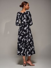 Jolie Moi Black Puff Long Sleeve Jersey Maxi Dress - Image 2 of 6