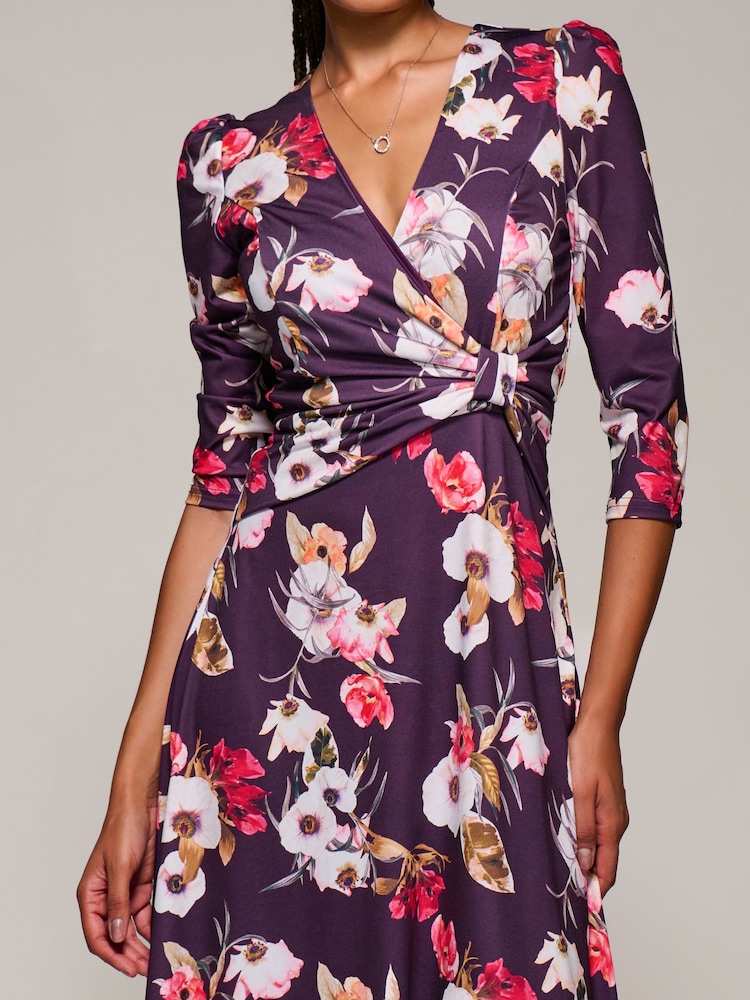 Womens Jolie Moi Purple Jersey Fit & Flare Maxi Dress US 16