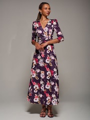 Jolie Moi Purple Jersey Fit & Flare Maxi Dress - Image 6 of 6