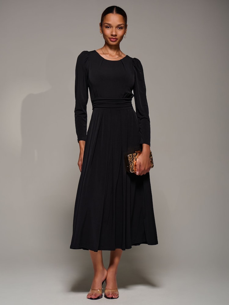 long sleeve black jersey maxi dress Los Angeles Apparel