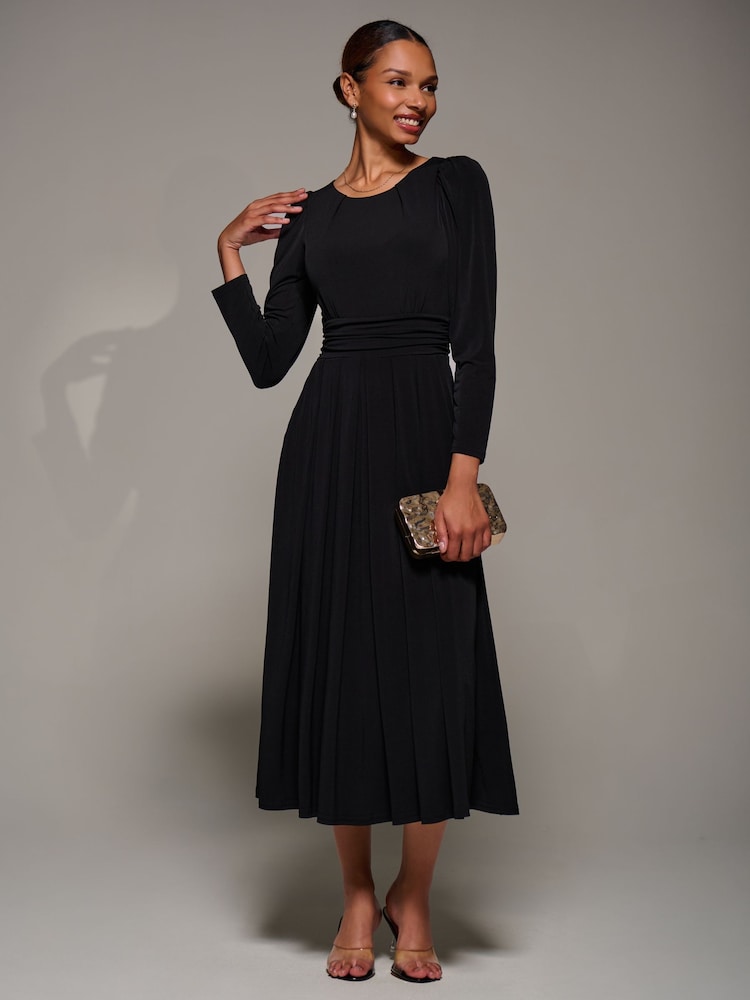 black long sleeve puff shoulder dress US 2 / BLACK