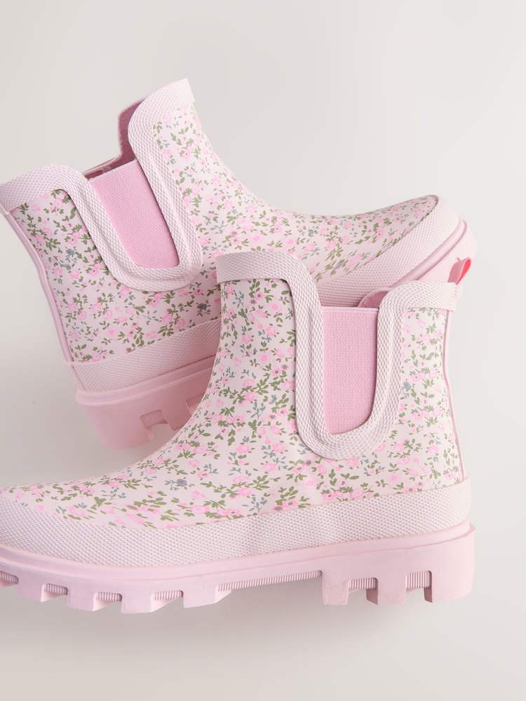 Pink Floral Chelsea Wellies - Image 5 of 5 Pink Floral Chelsea Wellies - Image 5 of 5