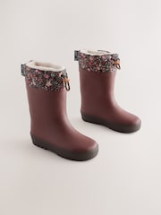Burgundy Red Floral Standard Fit (F) Thinsulate Lined Cuff Wellies - Image 1 of 5