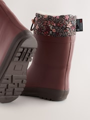 Burgundy Red Floral Standard Fit (F) Thinsulate Lined Cuff Wellies - Image 3 of 5