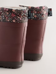 Burgundy Red Floral Standard Fit (F) Thinsulate Lined Cuff Wellies - Image 4 of 5