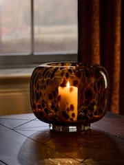 Brown Tortoise Shell Glass Hurricane - Image 2 of 4