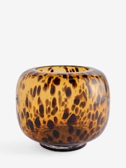 Brown Tortoise Shell Glass Hurricane - Image 4 of 4