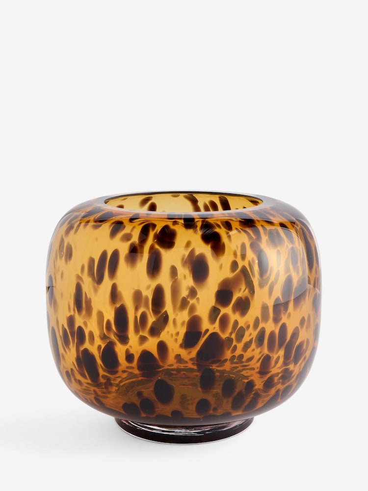 Brown Tortoise Shell Glass Hurricane - Image 4 of 4