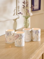 White Set of 4 Cosy Ceramic Tea Light Holders - Image 1 of 4