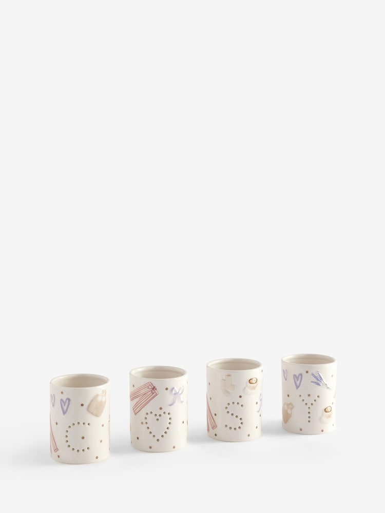 White Set of 4 Cosy Ceramic Tea Light Holders - Image 4 of 4 White Set of 4 Cosy Ceramic Tea Light Holders - Image 4 of 4