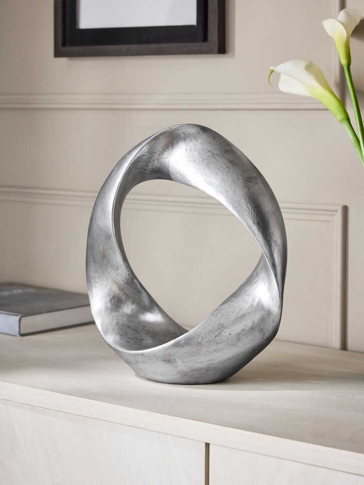 Silver Tone Metal Twist Loop Ornament - Image 1 of 4 Silver Tone Metal Twist Loop Ornament - Image 1 of 4