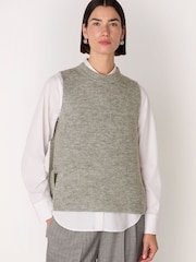 Whistles Grey Wool Mix Side Tie Detail Tank Top - Image 1 of 5