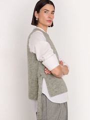Whistles Grey Wool Mix Side Tie Detail Tank Top - Image 3 of 5