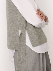 Whistles Grey Wool Mix Side Tie Detail Tank Top - Image 4 of 5