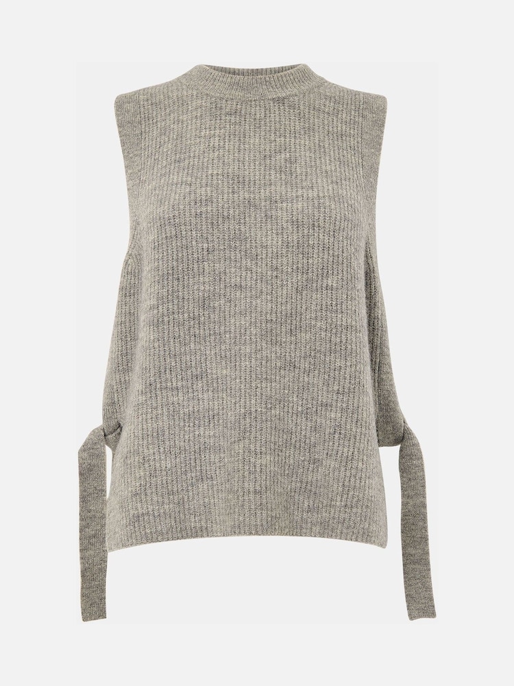 Whistles Grey Wool Mix Side Tie Detail Tank Top - Image 5 of 5 Whistles Grey Wool Mix Side Tie Detail Tank Top - Image 5 of 5