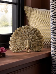 Gold Antiqued Finish Benedict The Peacock Ornament - Image 1 of 3