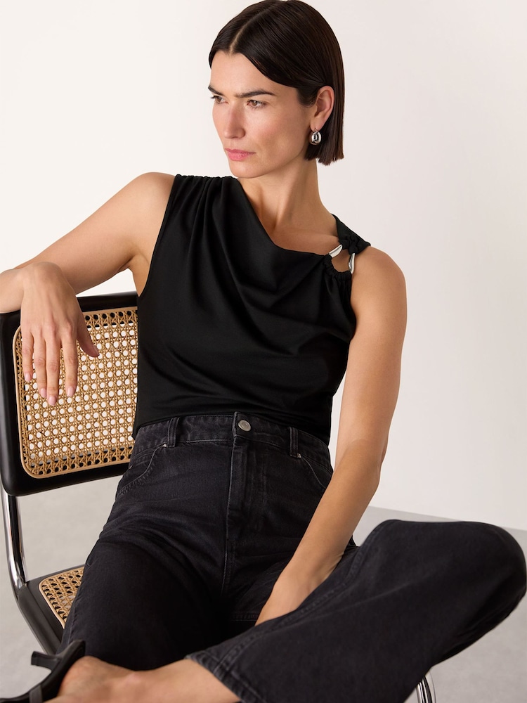 Whistles Black Ring Detail Sleeveless Top - Image 1 of 4