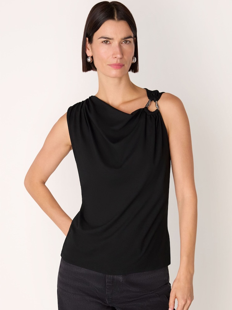 Whistles Black Ring Detail Sleeveless Top - Image 4 of 4