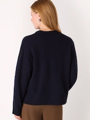 Whistles Blue Side Stripe Detail Wool Knit Jumper - Image 2 of 5