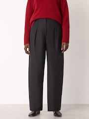 Whistles Black Pleat Front Barrel Trousers - Image 1 of 3