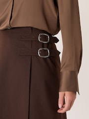 Whistles Brown Side Buckle Mini Skirt - Image 4 of 4