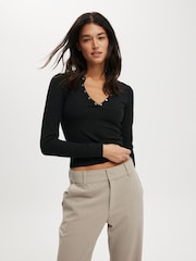 Negro - Cotton On Ryan Henley Long Sleeve Top - Imagen 1 de 4