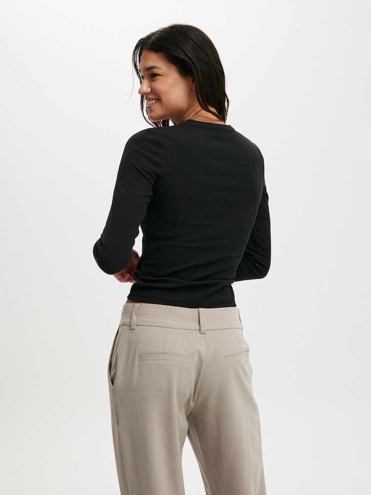 Negro - Cotton On Ryan Henley Long Sleeve Top - Imagen 2 de 4