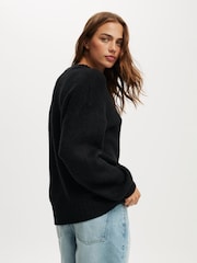 Cotton On Black Luxe Crew Jumper - Image 2 of 4